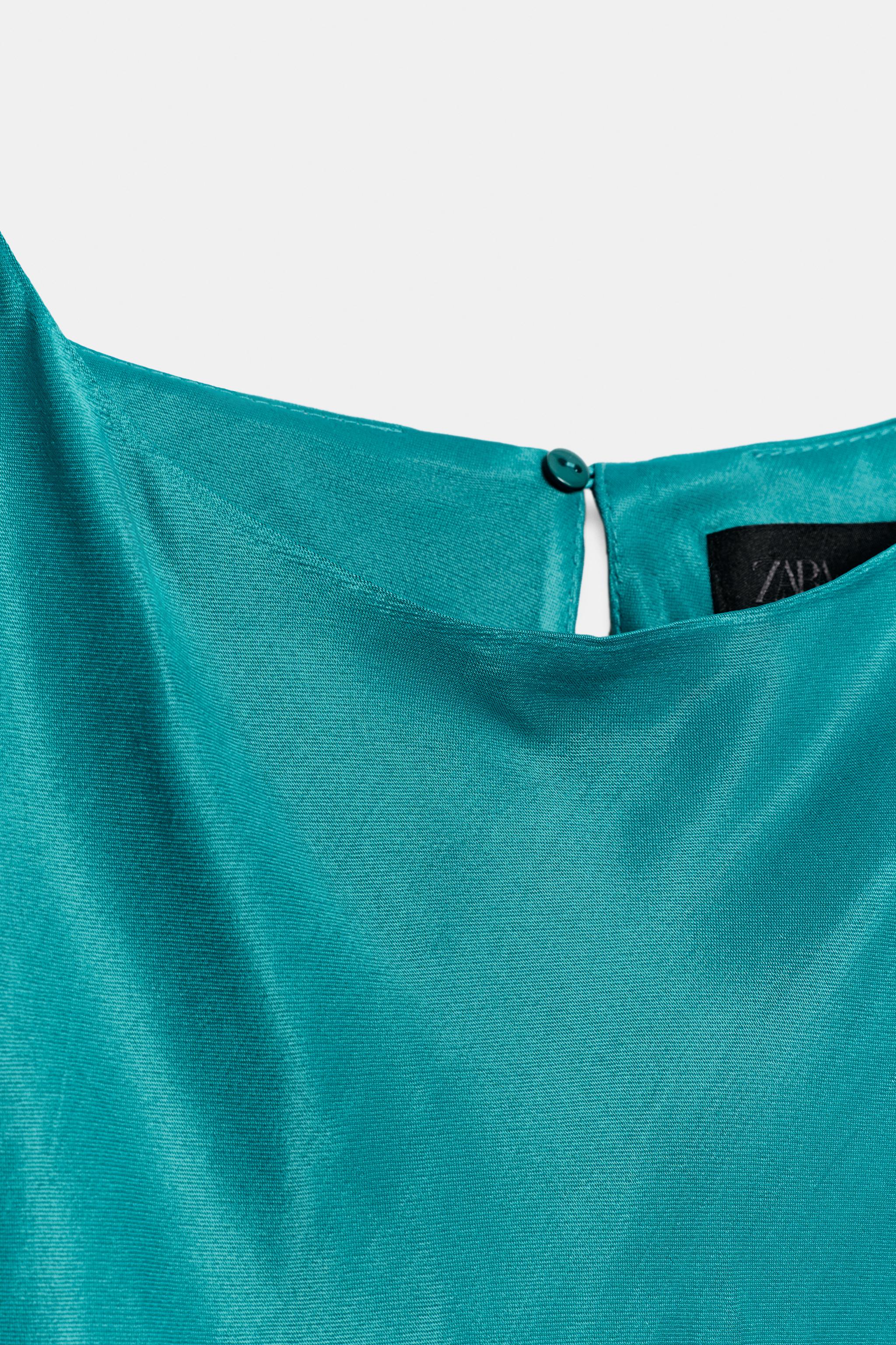ASYMMETRIC SATIN EFFECT MIDI DRESS